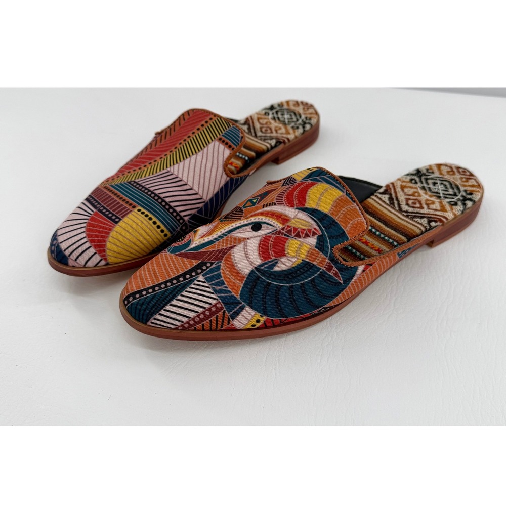Inkkas Cyprus Slides Geometric Fabric Slip On Flats Shoes Artsy Boho Sz 9